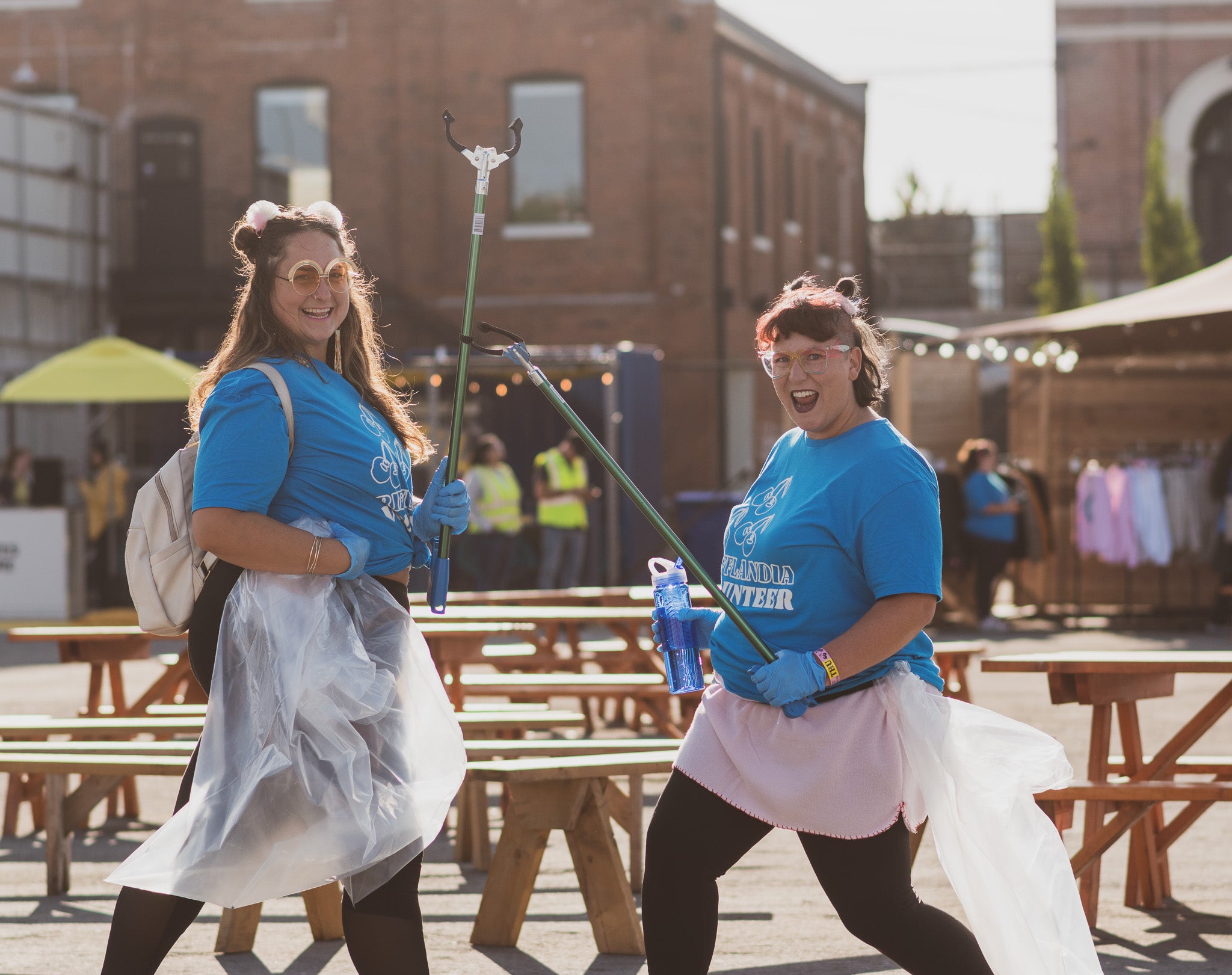 Volunteers having a good time and posing at Rifflandia 2023