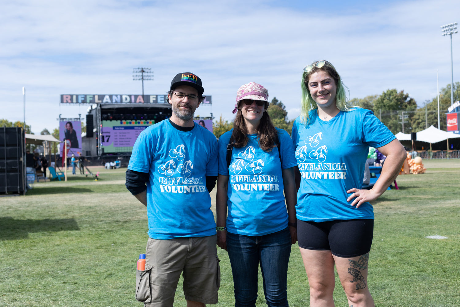 Volunteers having fun and posing at Rifflandia Music Festival 2023