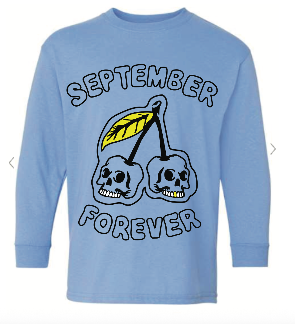 Skull Cherry Long Sleeve Kids Blue