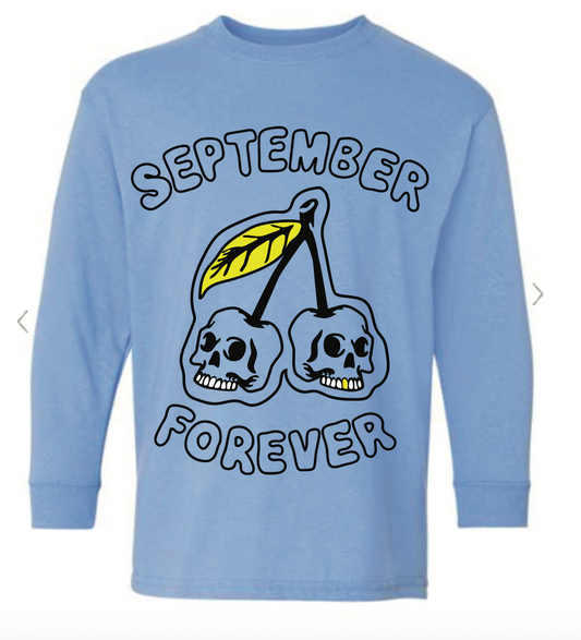 Skull Cherry Long Sleeve Kids Blue